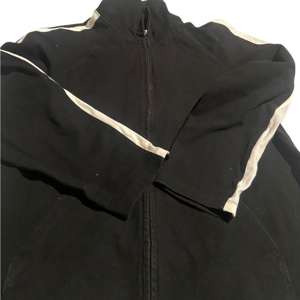 NY Jeans zip up black jacket with white trim size XL great condition